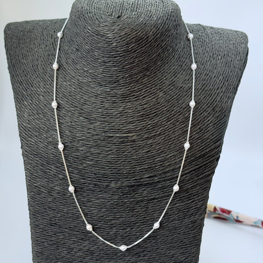 Joyas por Mayor Joyas Bañadas en Plata por Mayor Insumos para Joyas CP231 Collar Perlas diá. 4 mm Cadena Veneciana Espesor 1 mm Largo 50 cm Collar Terminado Baño Plata