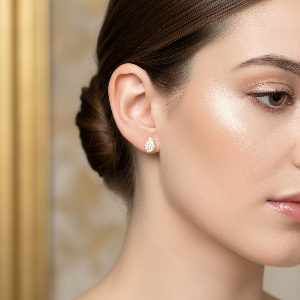 XO564 Aro Gota Small con circones 6 x 4 mm Espesor 2.1 mm Aro Baño Oro