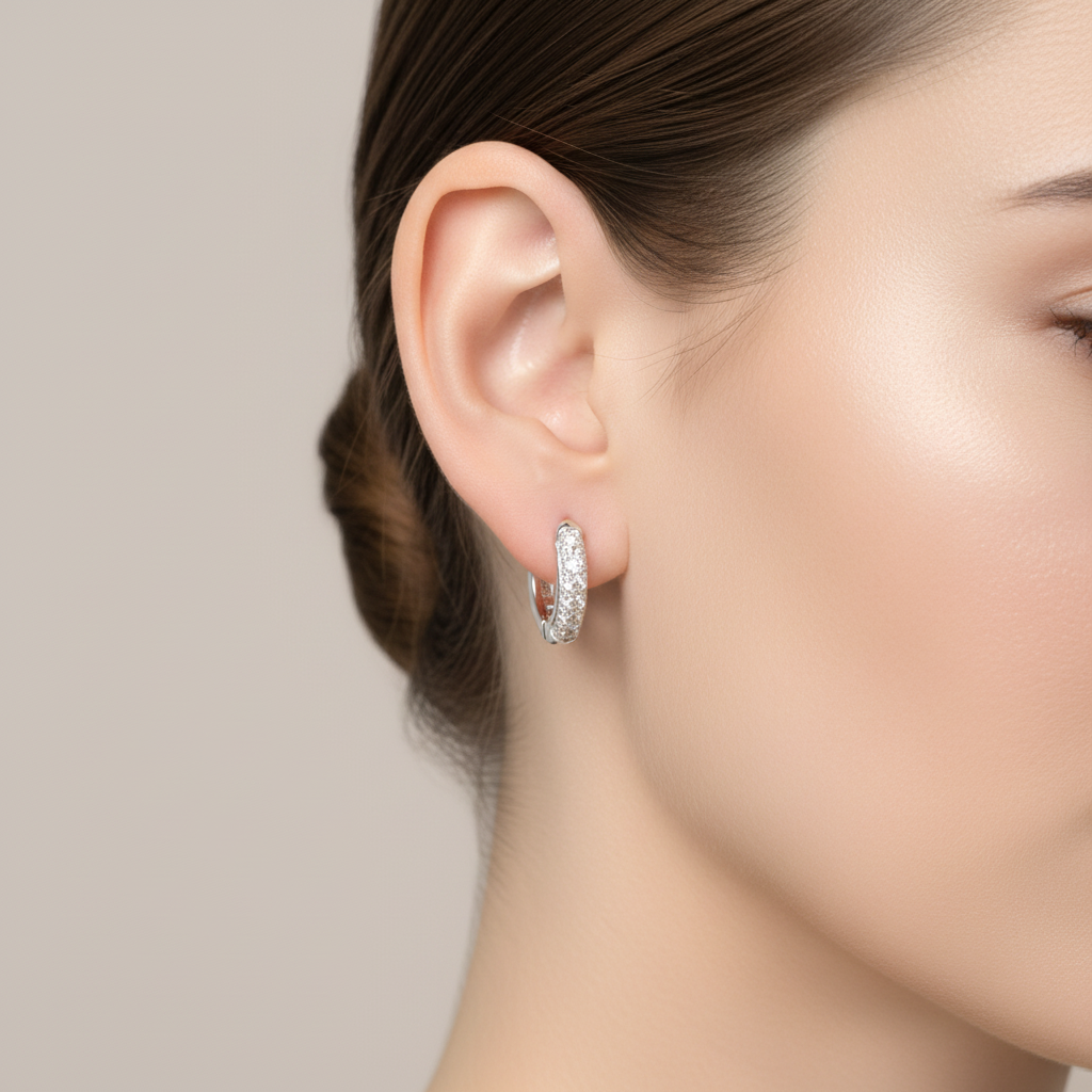 XP569 Aro Argolla Presión Diá. 10 mm Ancho 2 mm con Circones Espesor 1.8 mm Aro Baño Plata