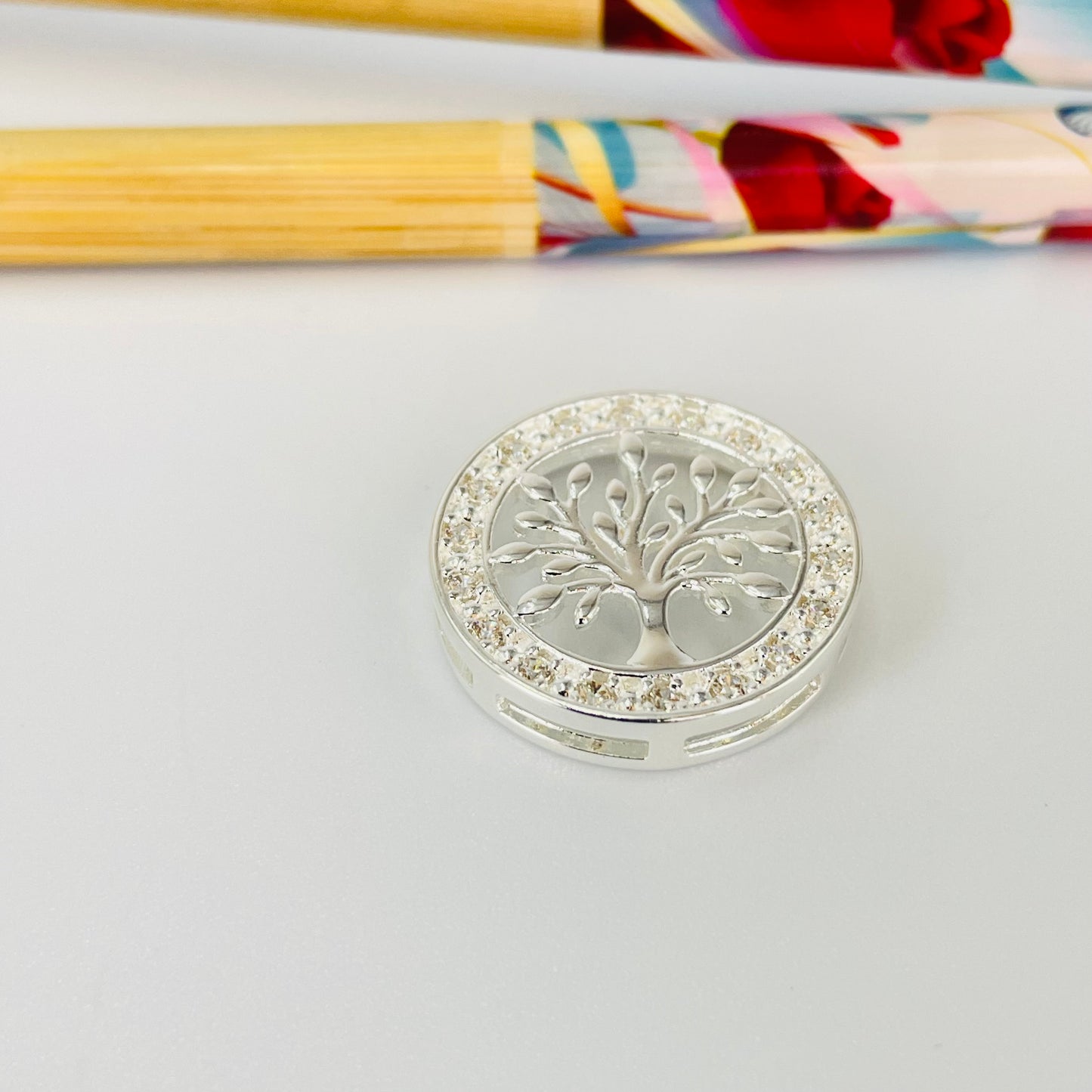 FP1281 Colgante Arbol de la Vida para pasar con galería diá. 20 mm Espesor 4 mm Figura Baño Plata