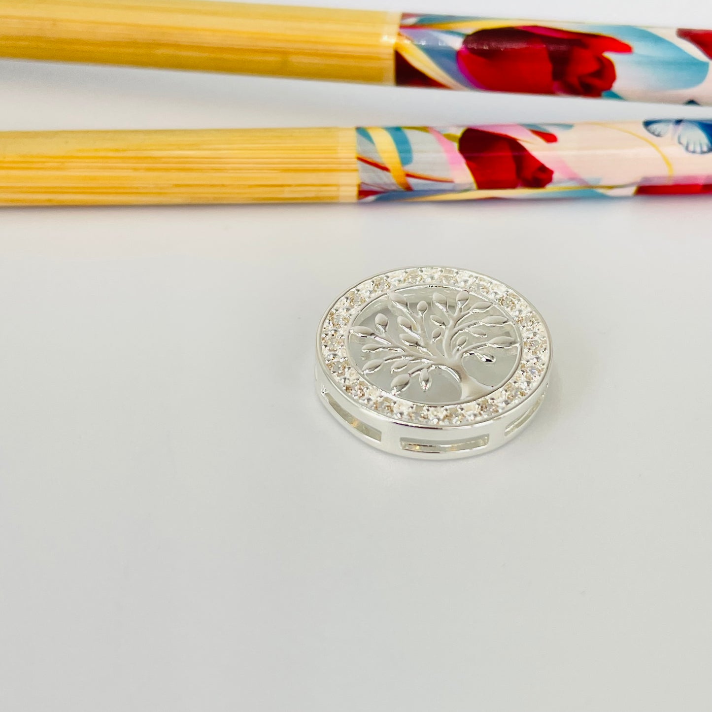 FP1281 Colgante Arbol de la Vida para pasar con galería diá. 20 mm Espesor 4 mm Figura Baño Plata