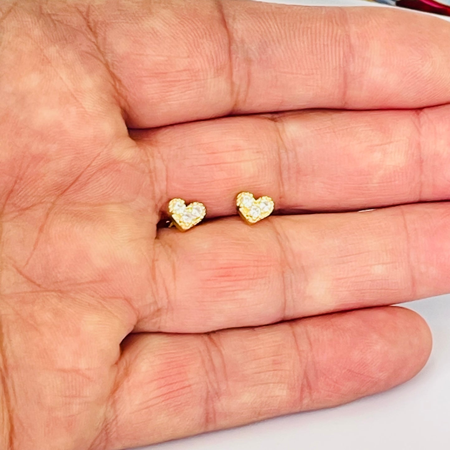 XO581 Aro Mini Corazón con Circones 5.5 x 6.5 mm Espesor 2 mm Aro Baño Oro