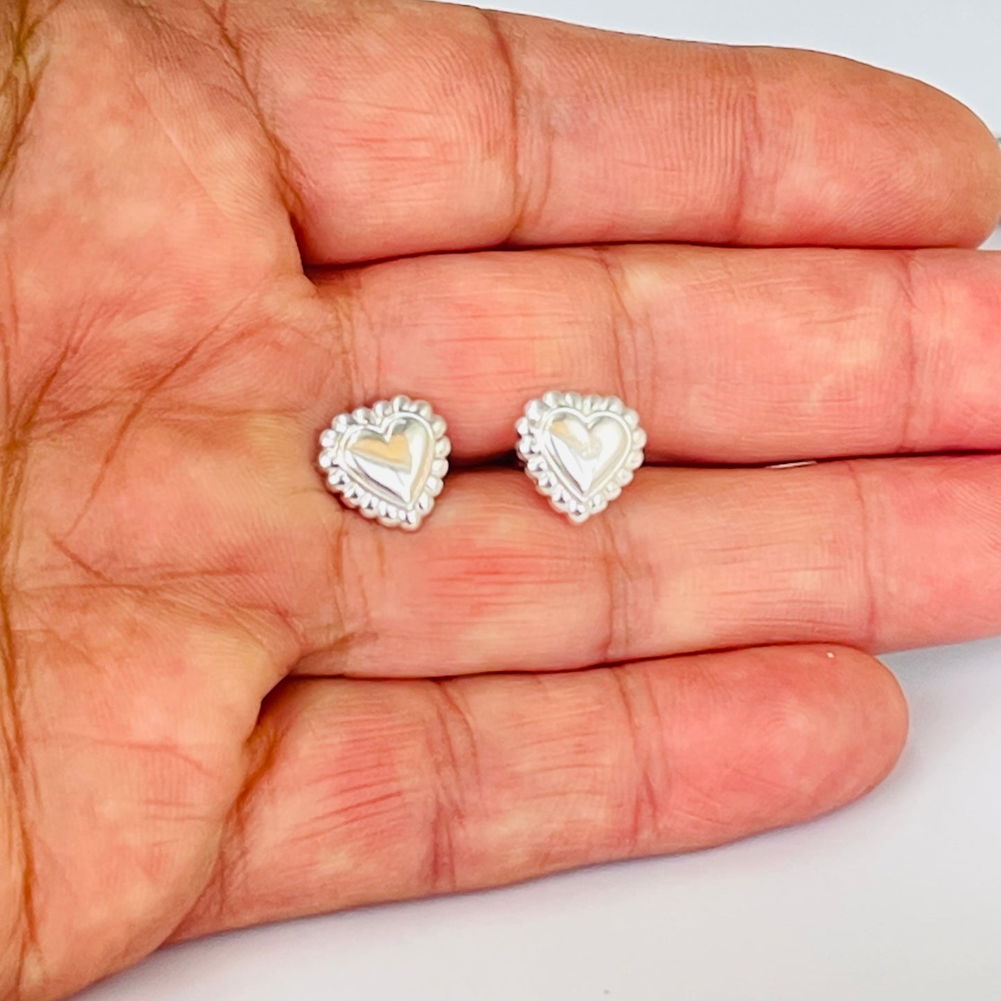 XP582 Aro Corazón borde bolitas 11 x 11 mm Espesor 1.5 mm Aro Baño Plata