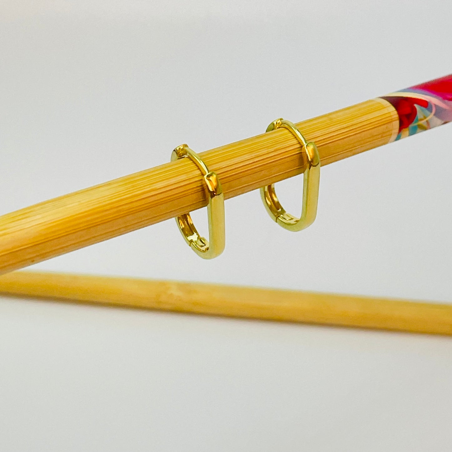 XO573 Aro Argolla Rectangular Small y Medium Ancho 2.2 Espesor 1.2 mm Aro Baño Oro