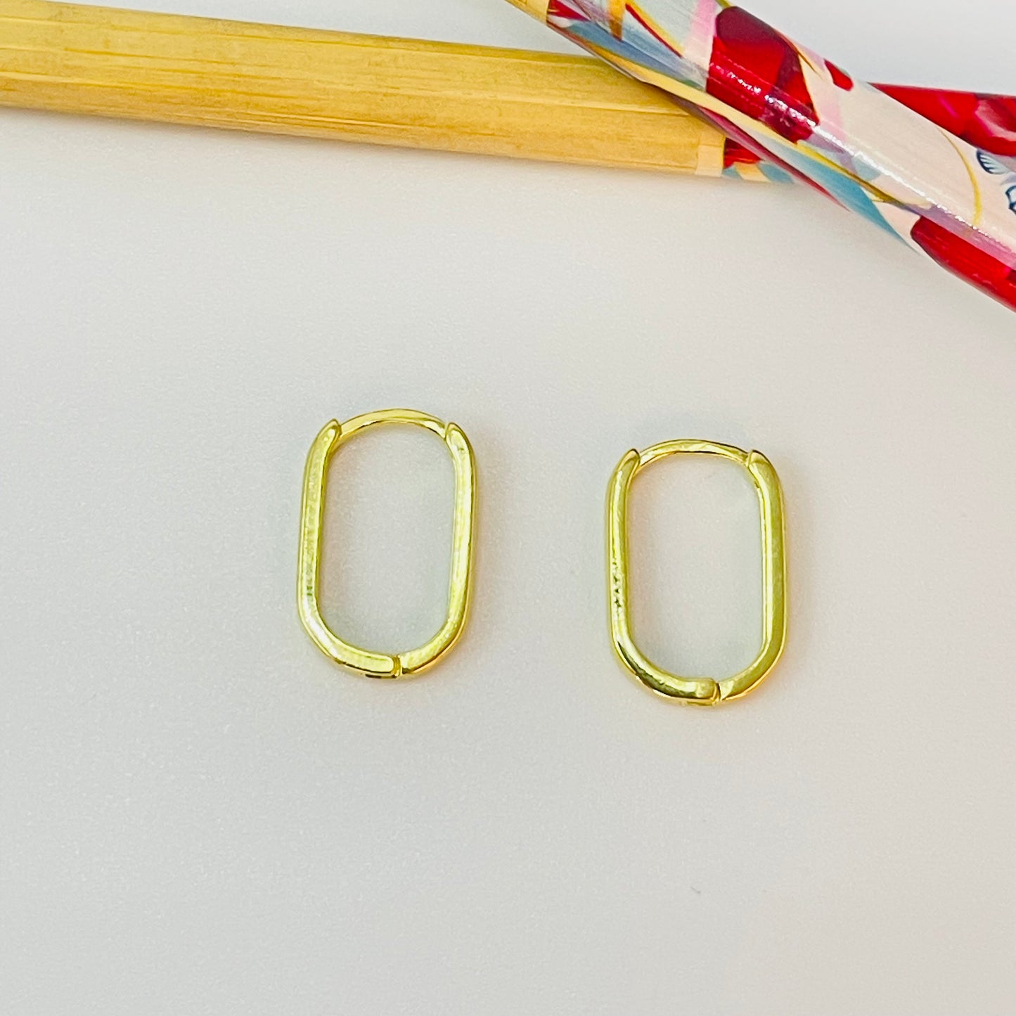 XO573 Aro Argolla Rectangular Small y Medium Ancho 2.2 Espesor 1.2 mm Aro Baño Oro