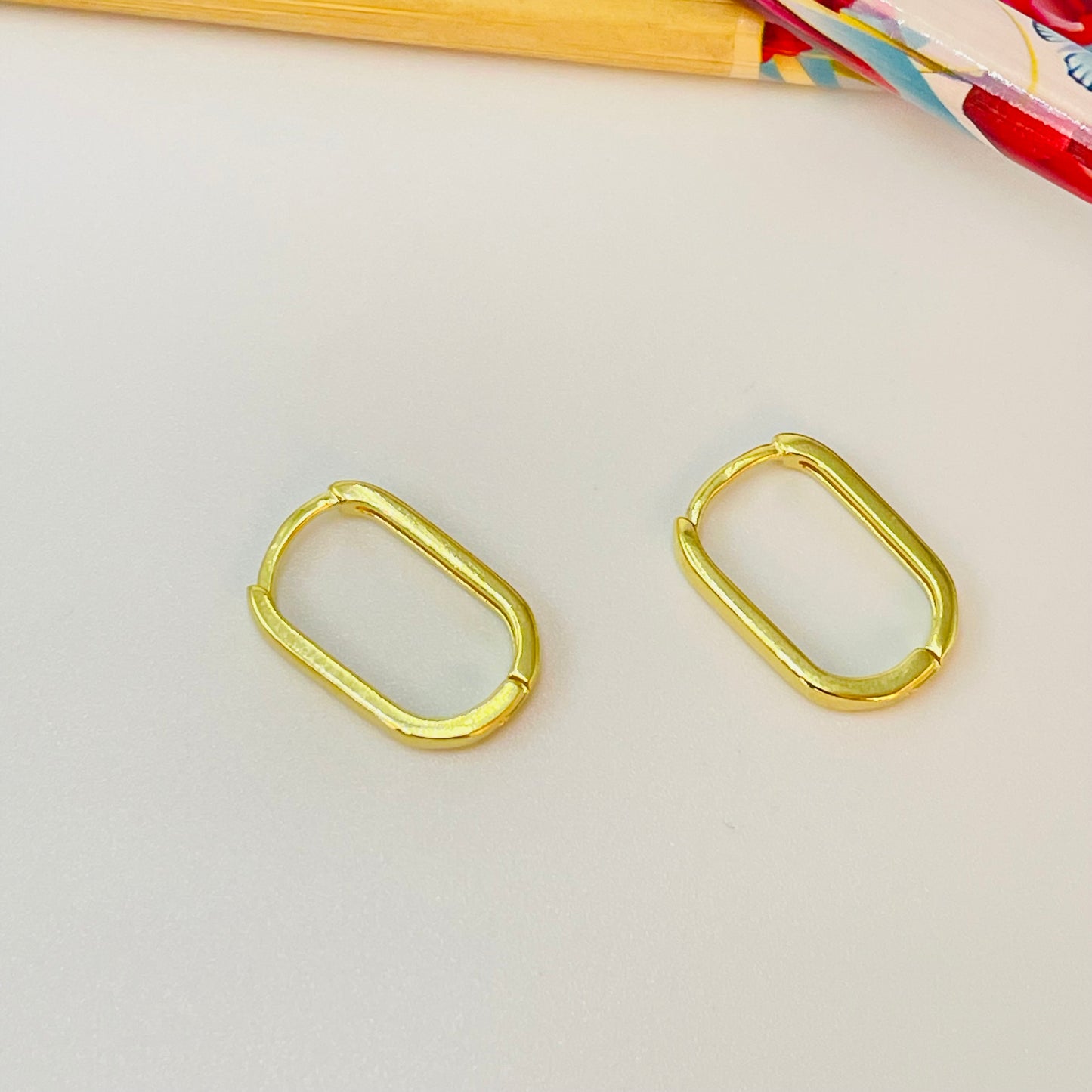 XO573 Aro Argolla Rectangular Small y Medium Ancho 2.2 Espesor 1.2 mm Aro Baño Oro