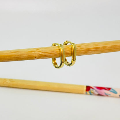 XO573 Aro Argolla Rectangular Small y Medium Ancho 2.2 Espesor 1.2 mm Aro Baño Oro