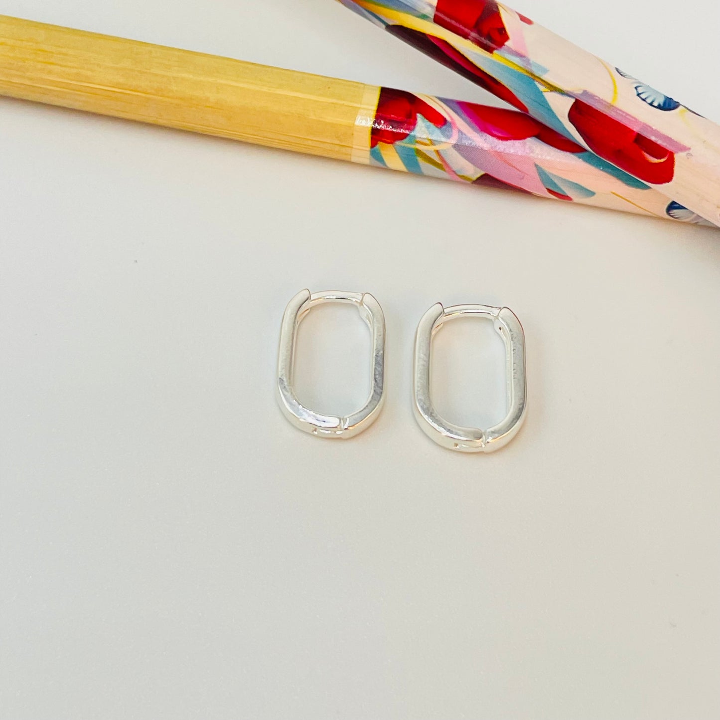 XP573 Aro Argolla Rectangular Small y Medium Ancho 2.2 Espesor 1.2 mm Aro Baño Plata