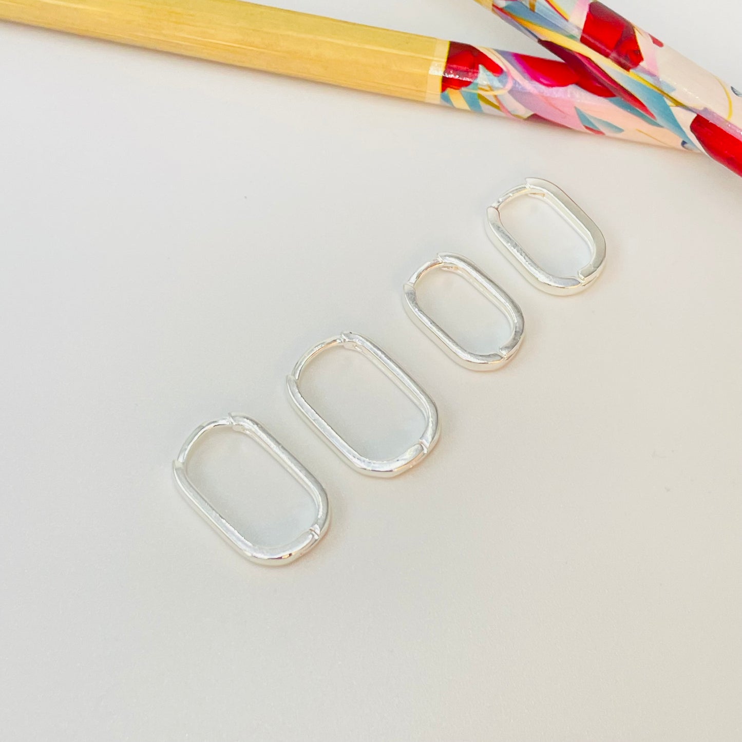 XP573 Aro Argolla Rectangular Small y Medium Ancho 2.2 Espesor 1.2 mm Aro Baño Plata