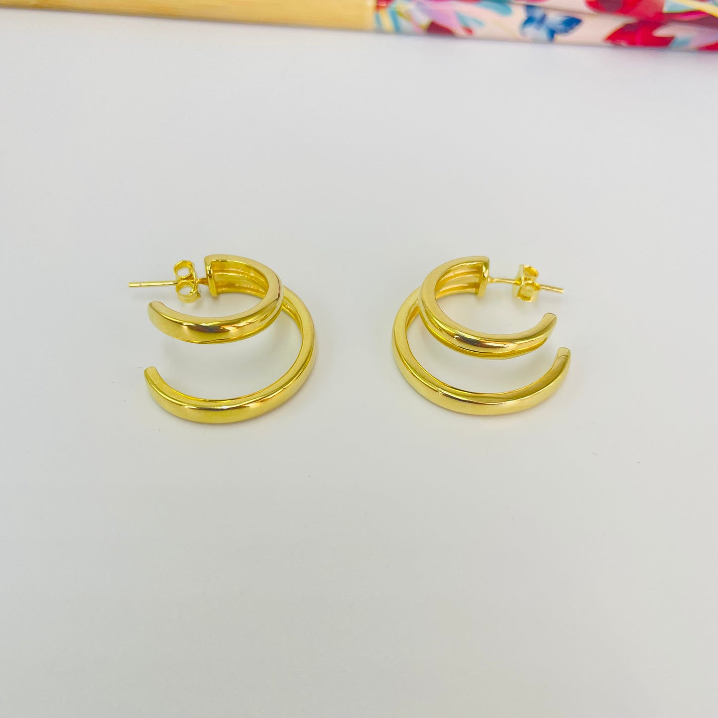 XO574 Aro Doble Argolla 24 x 18 mm Ancho Argollas 3 mm Espesor 2 mm Ancho Total 10 mm app Aro Baño Oro