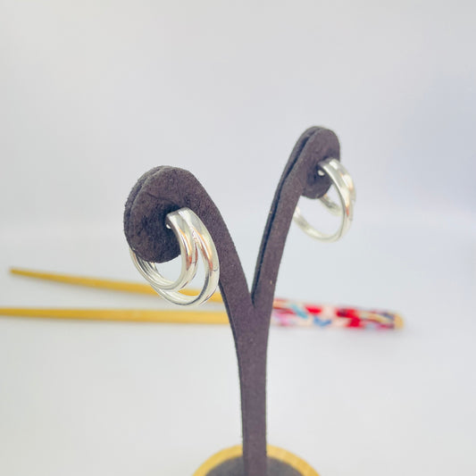 XP574 Aro Doble Argolla 24 x 18 mm Ancho Argollas 3 mm Espesor 2 mm Ancho Total 10 mm app Aro Baño Plata