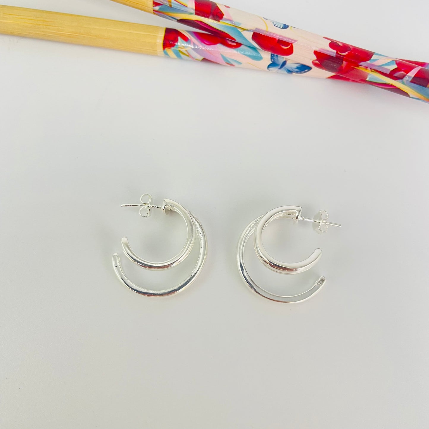 XP574 Aro Doble Argolla 24 x 18 mm Ancho Argollas 3 mm Espesor 2 mm Ancho Total 10 mm app Aro Baño Plata