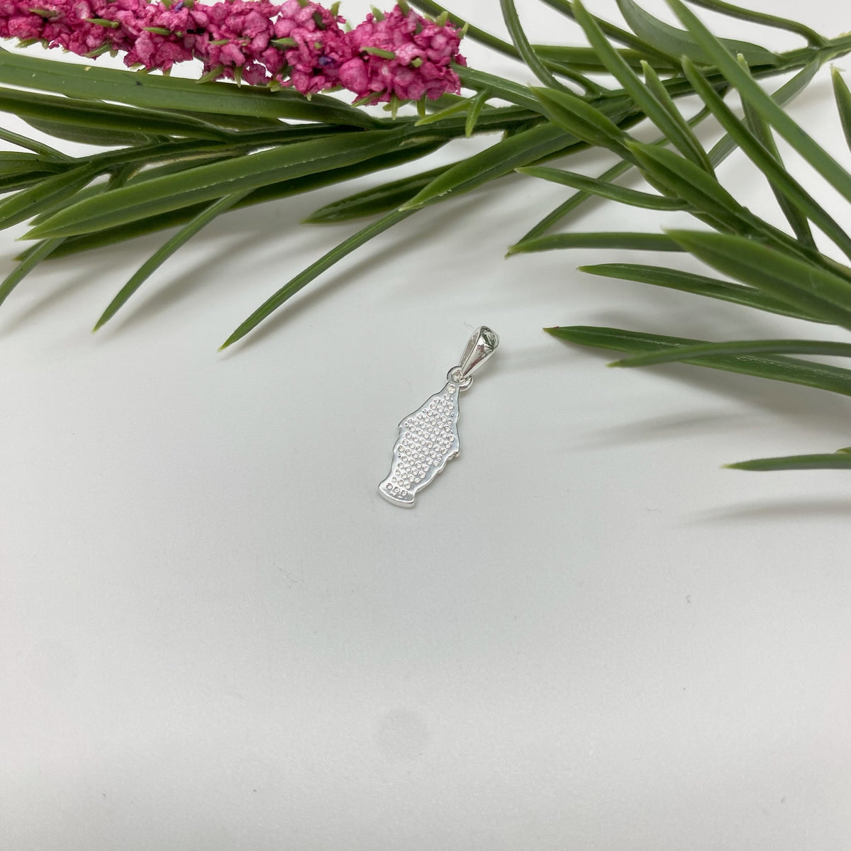 FP1291 Colgante figura de Nuestra Señora de las Gracias 15 x 7 mm más valier Espesor 1.2 mm Figura Baño Plata