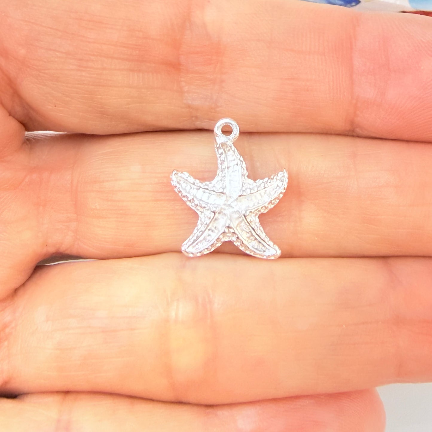 Joyas por Mayor Joyas Bañadas en Plata por Mayor Insumos para Joyas FP1274 Colgante Estrella de Mar 14 x 14 mm más argollita Espesor 1.5 mm Figura Baño Plata