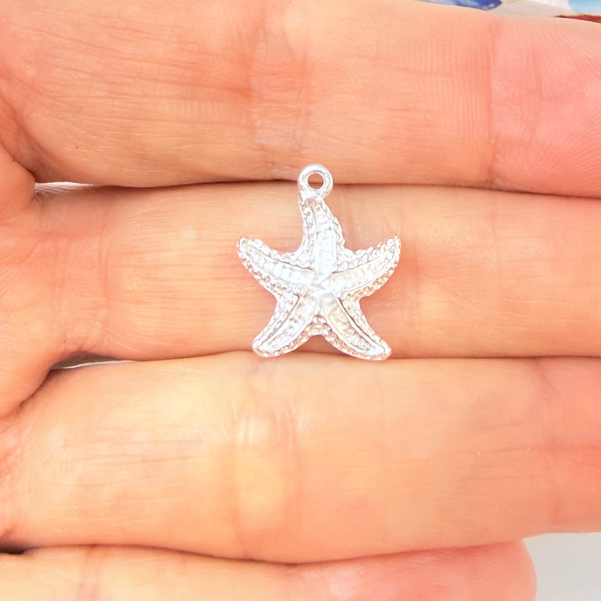 Joyas por Mayor Joyas Bañadas en Plata por Mayor Insumos para Joyas FP1274 Colgante Estrella de Mar 14 x 14 mm más argollita Espesor 1.5 mm Figura Baño Plata