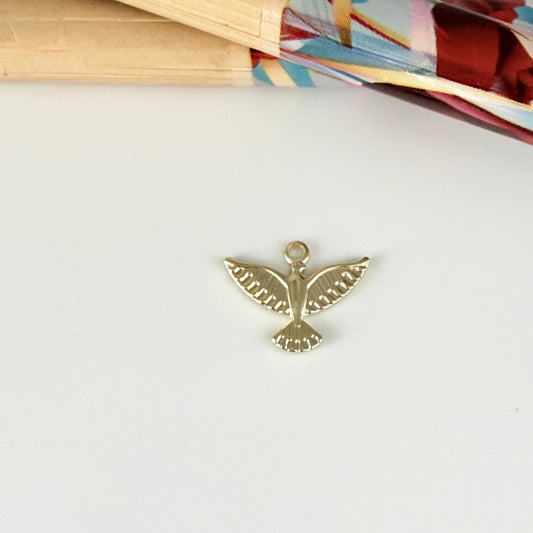 FO1265 Colgante Espíritu Santo 7.5 x 12 mm más argollita Espesor 1 mm Figura Baño Oro