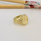 WO80 Anillo Tipo Chevalier Virgen de los Rayos Esfera Ovalada 14 x 11 mm ancho argolla 3 mm Anillo Baño Oro