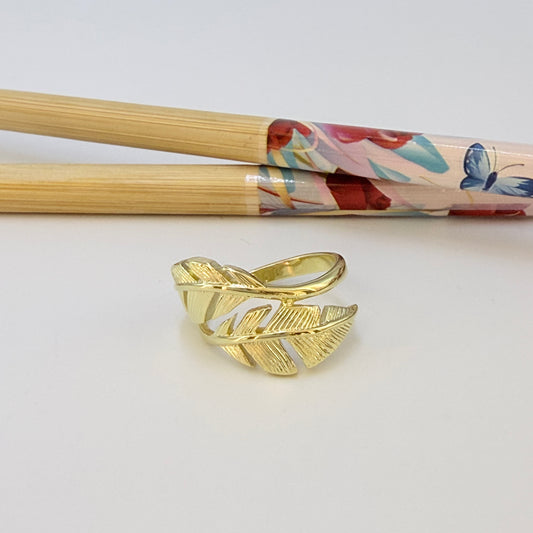 WO79 Anillo Doble Pluma Ancho 15 mm ancho argolla 2.5 mm Anillo Baño Oro