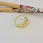 WO79 Anillo Doble Pluma Ancho 15 mm ancho argolla 2.5 mm Anillo Baño Oro