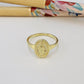 WO78 Anillo Virgen de los Rayos Esfera 11 x 9 mm espesor 2 mm Ancho argolla 1.8 mm Anillo Baño Oro