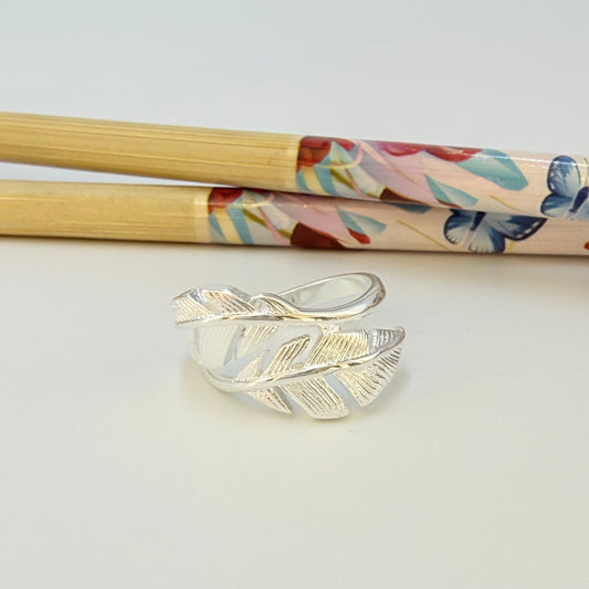 WP79 Anillo Doble Pluma Ancho 15 mm ancho argolla 2.5 mm Anillo Baño Plata