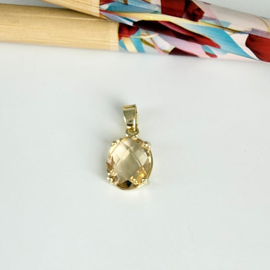 FO1248 Colgante con Cristal Facetado color Miel con grifas 10 x 8 mm más valier Espesor 4 mm Figura Baño Oro