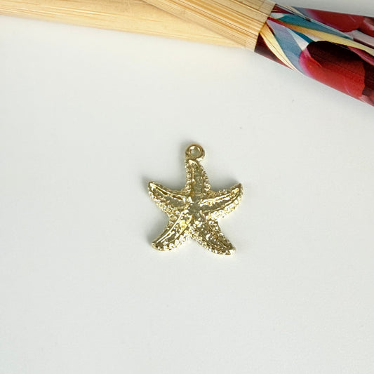 FO1274 Colgante Estrella de Mar 14 x 14 mm más argollita Espesor 1.5 mm Figura Baño Oro