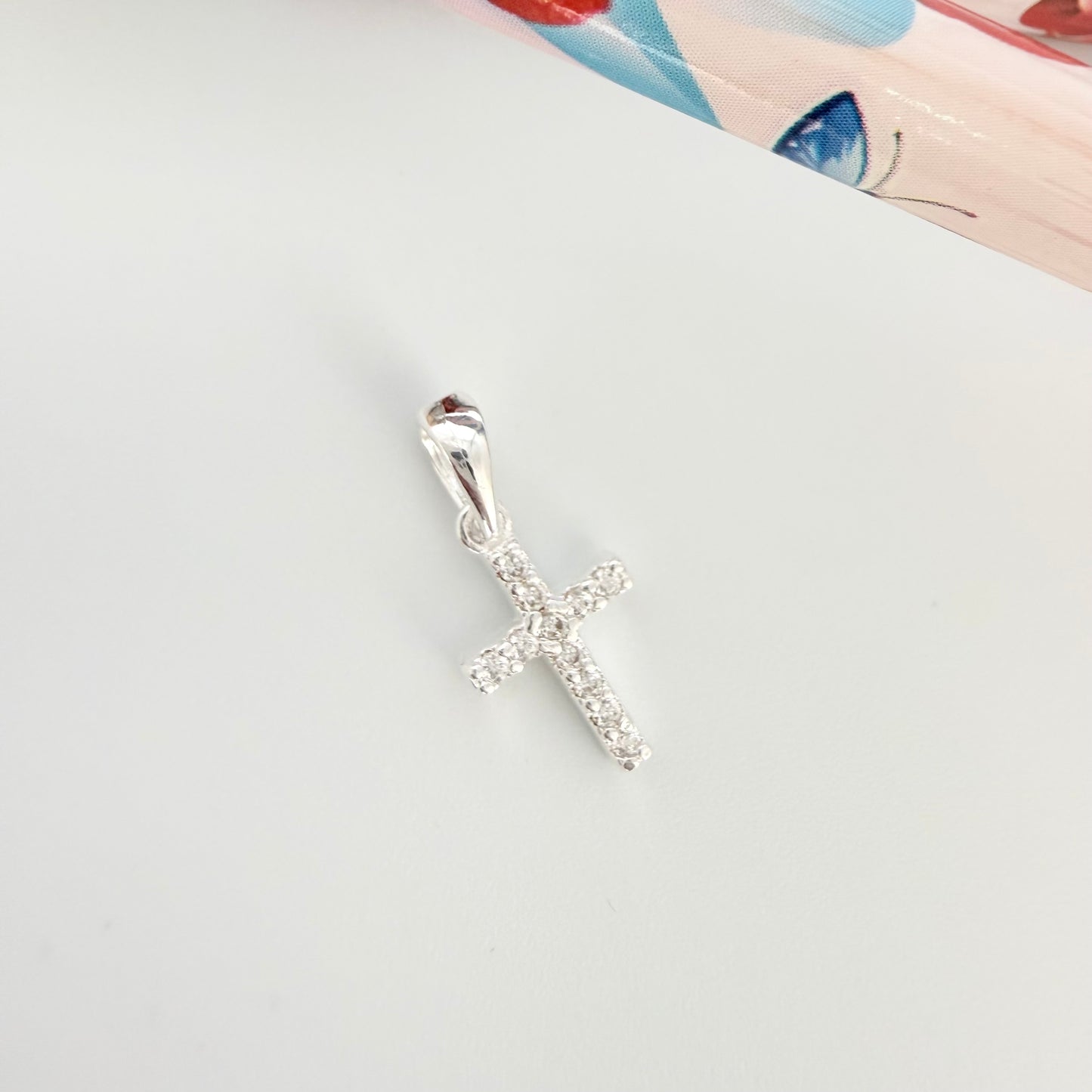 FP1067 Colgante Cruz Circones 11 x 8 mm mas valier Espesor 2 mm Figura Baño Plata