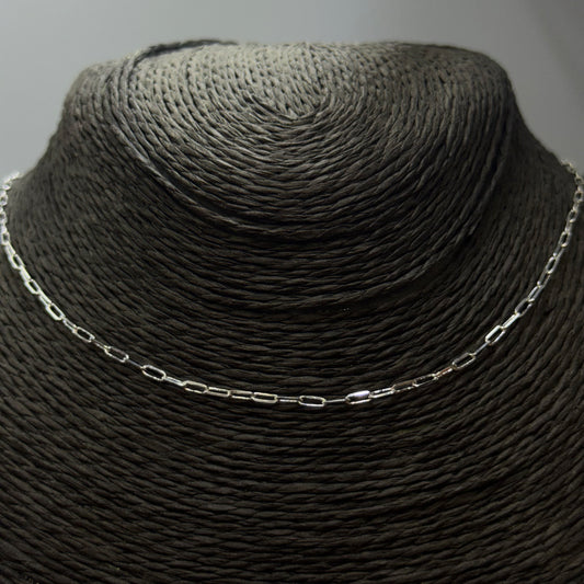 CP241 Collar Chocker Candado Eslabón 4 x 2 mm 30 cm + extensor de 10 cm Cadena Baño Plata