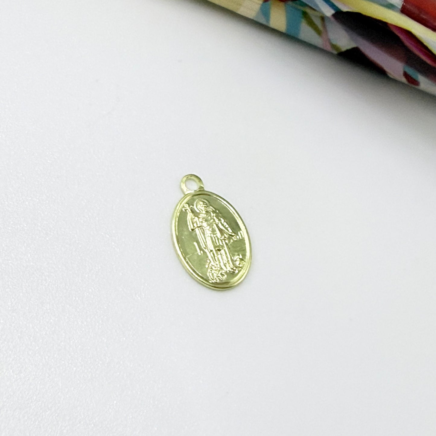 Joyas por Mayor Joyas Bañadas en Oro por Mayor Insumos para Joyas FO1284 Colgante Mini San Expedito 10 x 8 mm más argollita Espesor 0.8 mm Figura Baño Oro