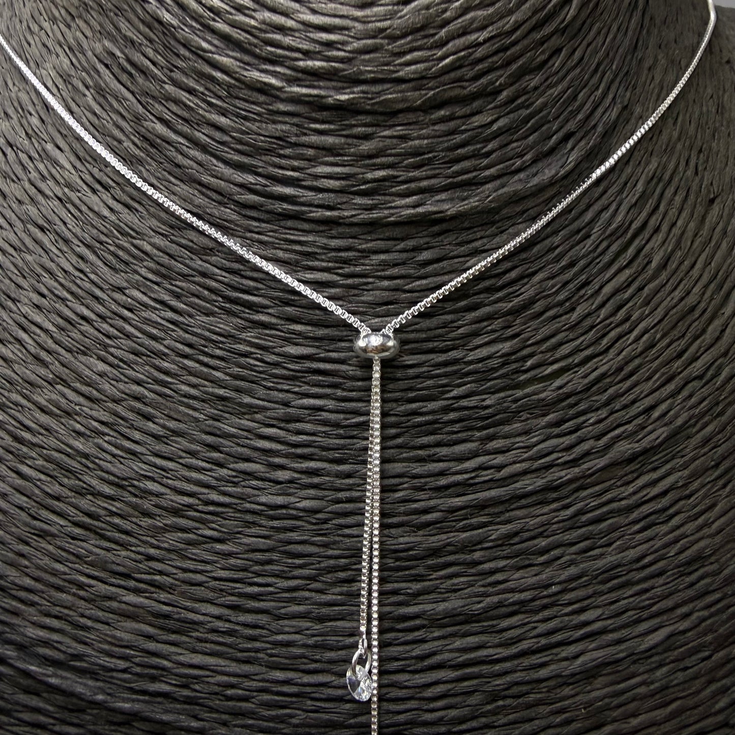 Joyas por Mayor Joyas Bañadas en Plata por Mayor Insumos para Joyas CP240 Collar Cascada Cadena Veneciana Espesor 1 mm Largo total 120 cm Bolita regulable Terminal Punto de luz 4 mm y San Benito 10 mm Collar Terminado Baño Plata