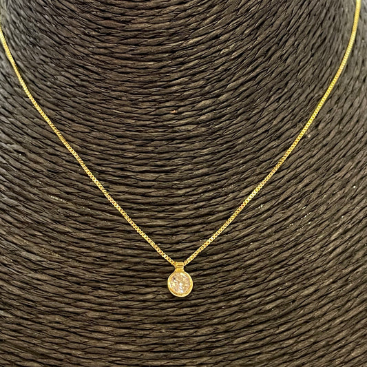 CO171 Collar con punto de luz redondo 5.5 mm Cadena veneciana Largo mas extensor de 5 cm espesor 0.8 mm Collar Terminado Baño Oro Cadenas Bañadas hecho de Bronce Bañado en Oro 18K Joyas Bañadas en Oro