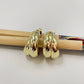 XO381 Aro Argolla Doble 22 x 12 mm Aro Baño Oro Aros Bañados hecho de Bronce Bañado en Oro 18K Joyas Bañadas en Oro