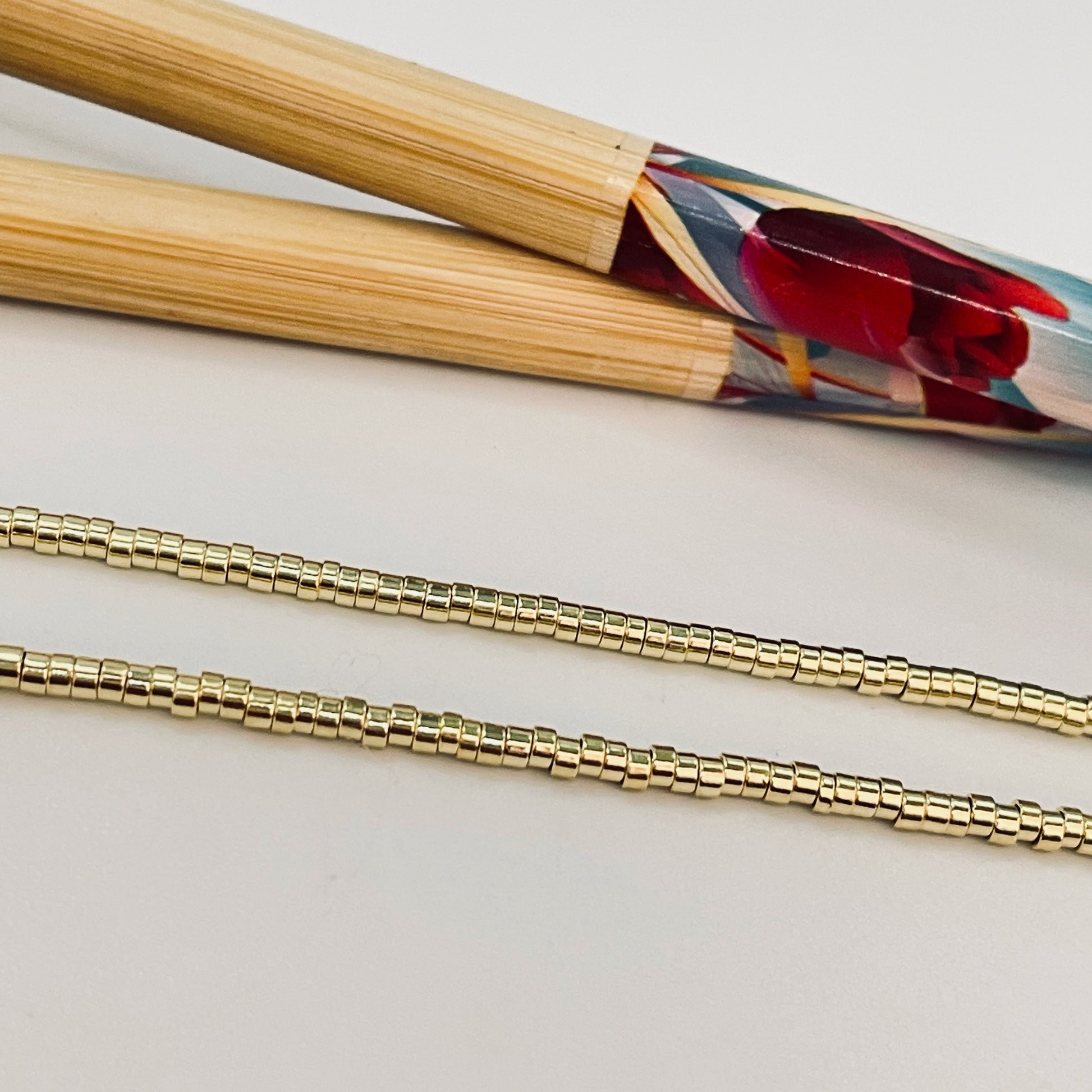 CO167 Collar de Mostacillas Largo 80 cm Cadena Terminada Baño Oro Cadenas Bañadas hecho de Bronce Bañado en Oro 18K Joyas Bañadas en Oro