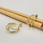 XO380 Aro Argolla 3 argollas unidas 20 x 10 mm Aro Baño Oro Aros Bañados hecho de Bronce Bañado en Oro 18K Joyas Bañadas en Oro