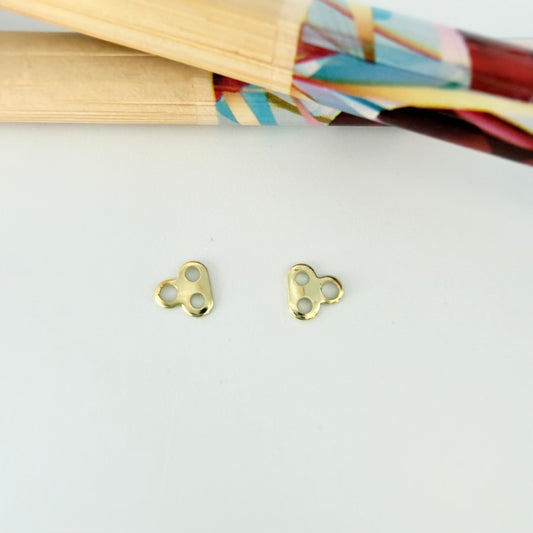 Joyas por Mayor Joyas Bañadas en Oro por Mayor Insumos para Joyas AO153 Terminal para pulsera o collar Mini 3 Perforaciones 5 x 5 mm Espesor 0.6 mm Accesorio Baño Oro