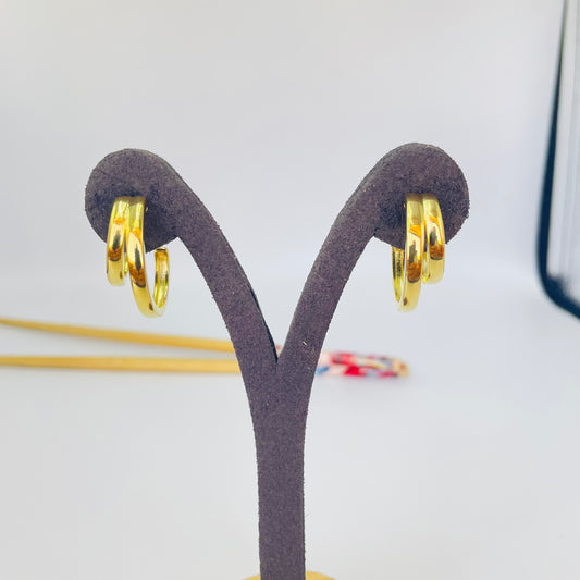 Joyas por Mayor Joyas Bañadas en Oro por Mayor Insumos para Joyas XO574 Aro Doble Argolla 24 x 18 mm Ancho Argollas 3 mm Espesor 2 mm Ancho Total 10 mm app Aro Baño Oro