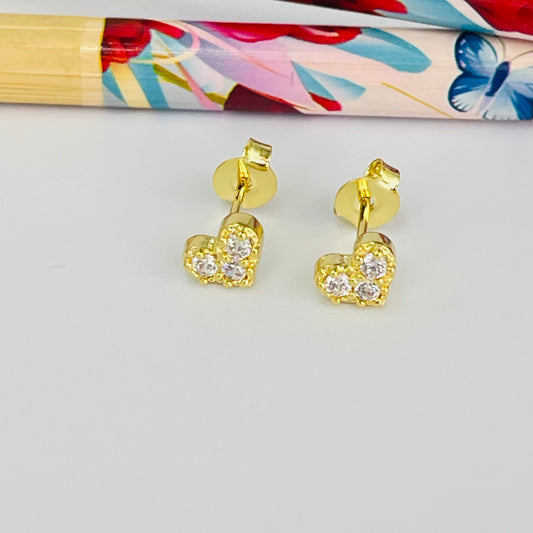 Joyas por Mayor Joyas Bañadas en Oro por Mayor Insumos para Joyas XO581 Aro Mini Corazón con Circones 5.5 x 6.5 mm Espesor 2 mm Aro Baño Oro