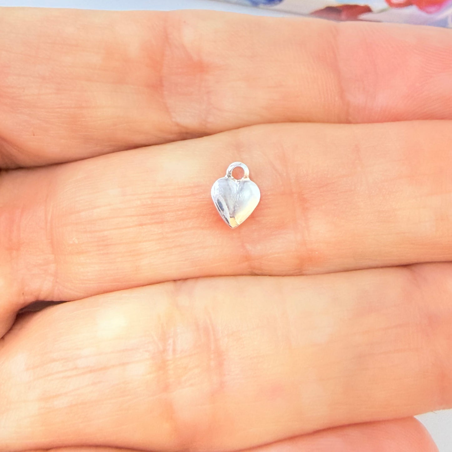 Joyas por Mayor Joyas Bañadas en Plata por Mayor Insumos para Joyas FP1253 Colgante o Terminal para Cadena Mini Corazón Abombado 5 x 5 mm más argollita Espesor 1 mm Figura Baño Plata