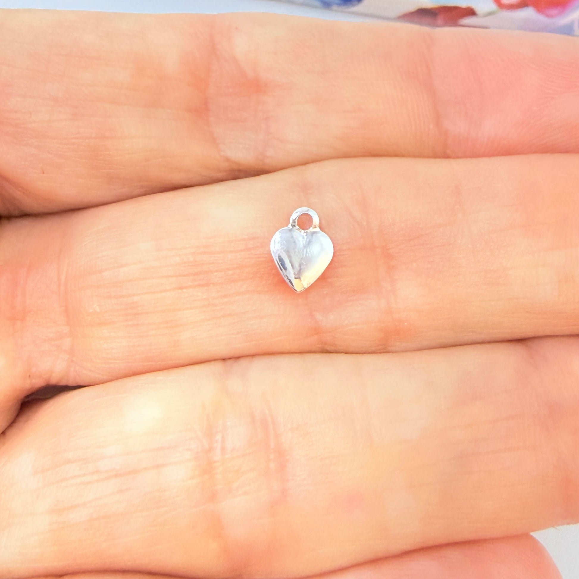 Joyas por Mayor Joyas Bañadas en Plata por Mayor Insumos para Joyas FP1253 Colgante o Terminal para Cadena Mini Corazón Abombado 5 x 5 mm más argollita Espesor 1 mm Figura Baño Plata