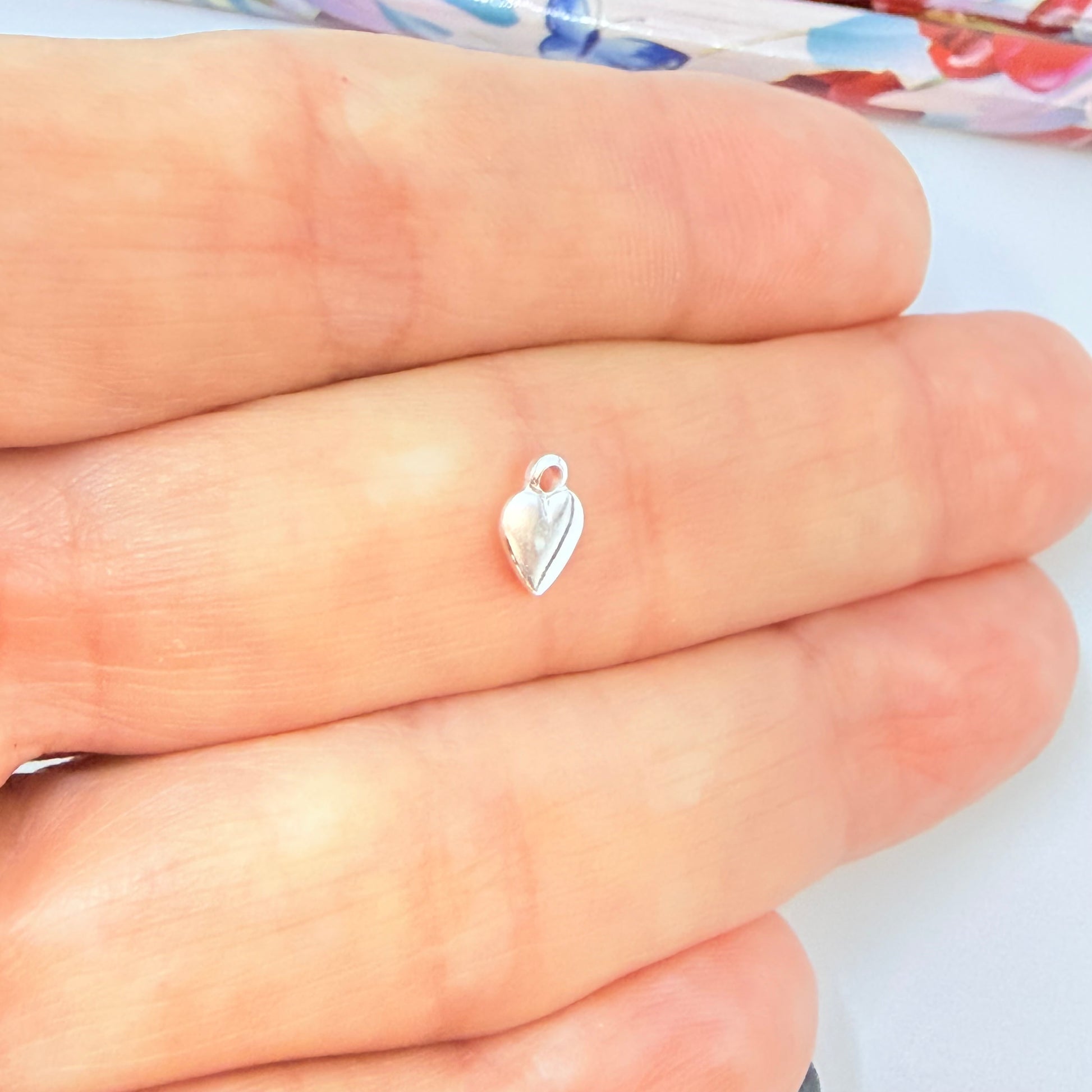 Joyas por Mayor Joyas Bañadas en Plata por Mayor Insumos para Joyas FP1253 Colgante o Terminal para Cadena Mini Corazón Abombado 5 x 5 mm más argollita Espesor 1 mm Figura Baño Plata