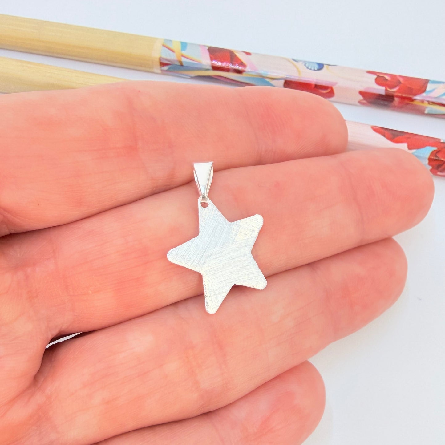 Joyas por Mayor Joyas Bañadas en Plata por Mayor Insumos para Joyas FP1262 Colgante estrella Lijado 16 x 16 mm más valier Espesor 0.8 mm Figura Baño Plata