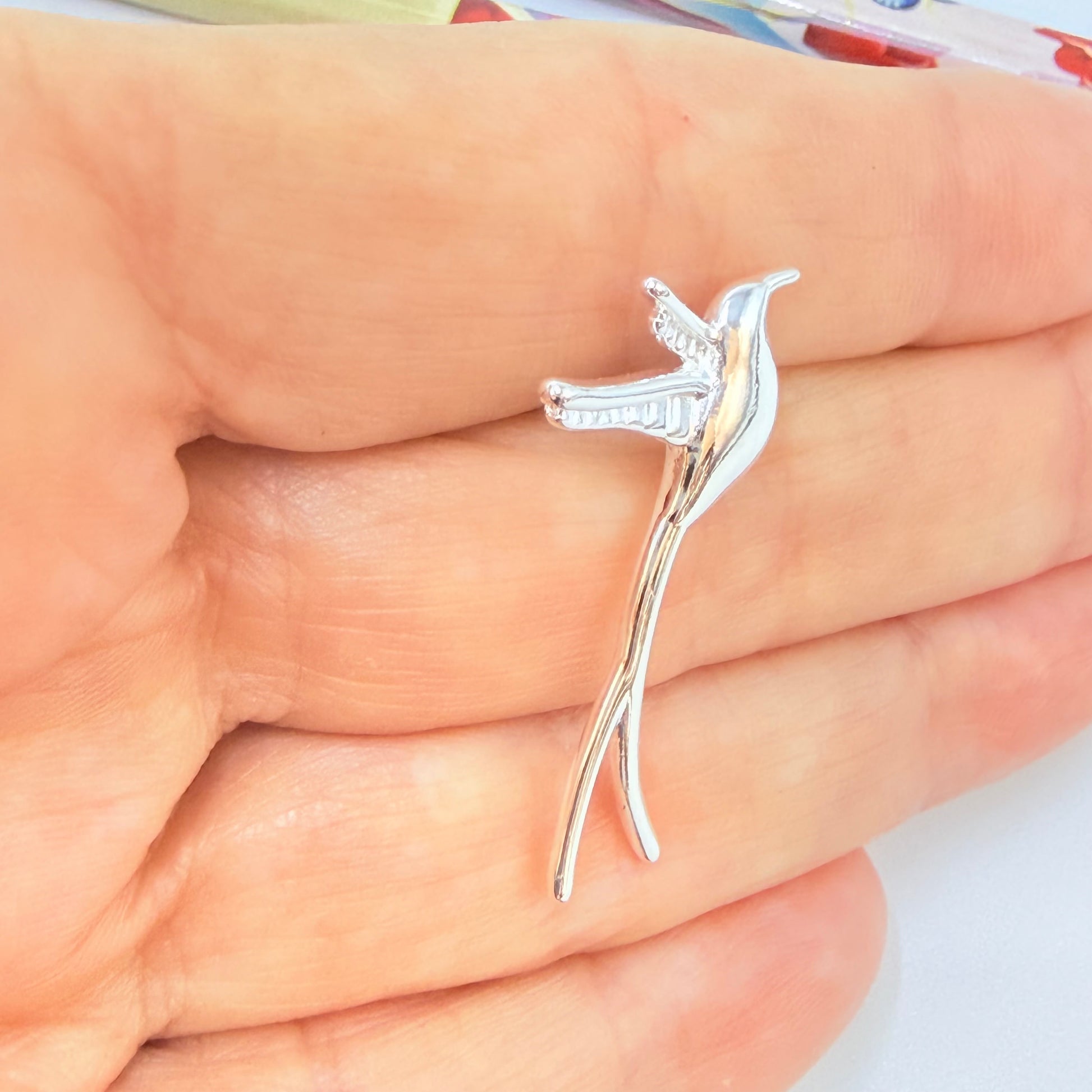Joyas por Mayor Joyas Bañadas en Plata por Mayor Insumos para Joyas FP1268 Prendedor Pajarito 33 x 16 mm Espesor 2.1 mm Figura Baño Plata