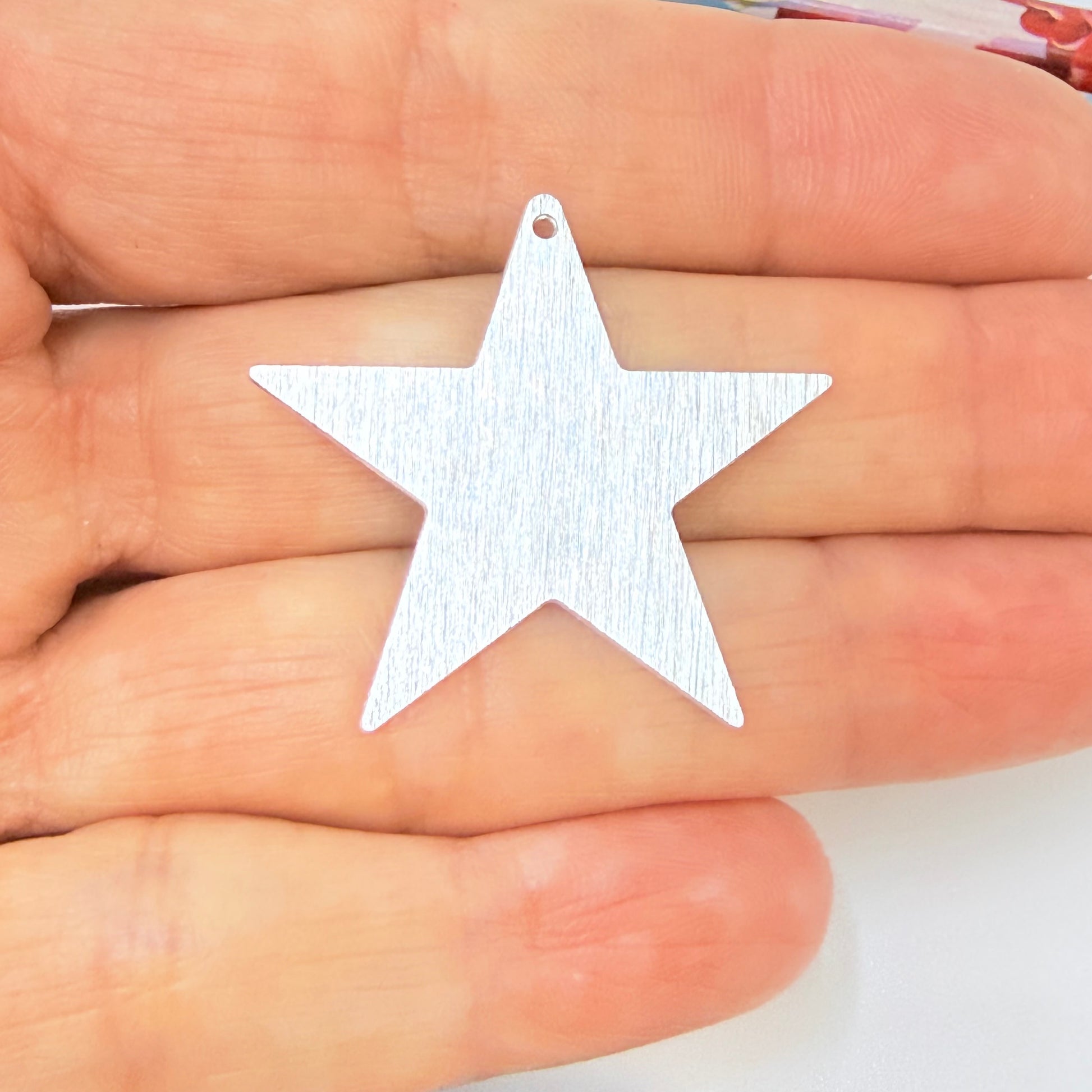 Joyas por Mayor Joyas Bañadas en Plata por Mayor Insumos para Joyas FP1277 Colgante Estrella Lijada 30 mm con perforación Espesor 0.6 mm Figura Baño Plata