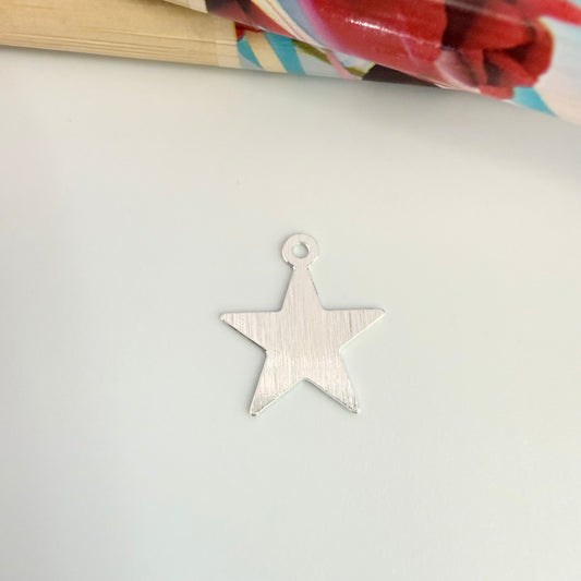 Joyas por Mayor Joyas Bañadas en Plata por Mayor Insumos para Joyas FP1279 Colgante Estrella Lijada 12 mm más argollita Espesor 0.6 mm Figura Baño Plata