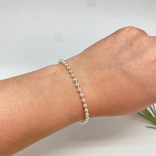 Joyas por Mayor Joyas Bañadas en Plata por Mayor Insumos para Joyas PP46 Pulsera de bolitas 3 mm y mini tubitos Largo 17 cm más extensor de 5 cm  Pulsera Baño Plata