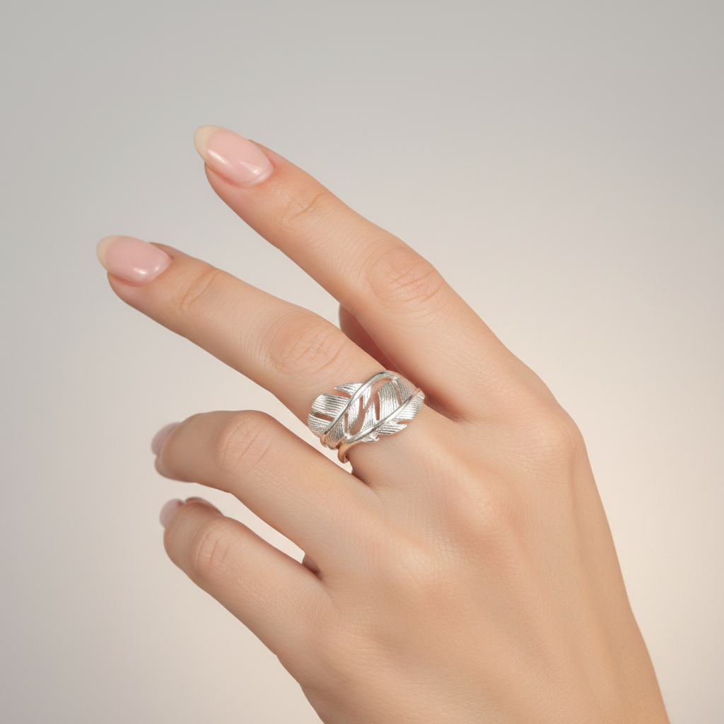 WP79 Anillo Doble Pluma Ancho 15 mm ancho argolla 2.5 mm Anillo Baño Plata