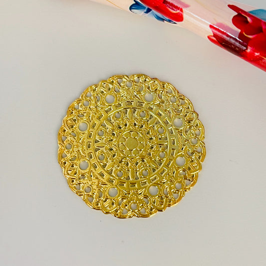 FO131 Mandala Calada diá. 29 mm Figura Baño Oro Figuras Bañadas en Oro y Plata hecho de Bronce Bañado en Oro 18K