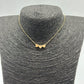 CO149 Collar Cadena tipo militar con 3 corazones pasados de 5 mm Largo 35 cm mas extensor de 7 cm Collar Terminado Baño Oro