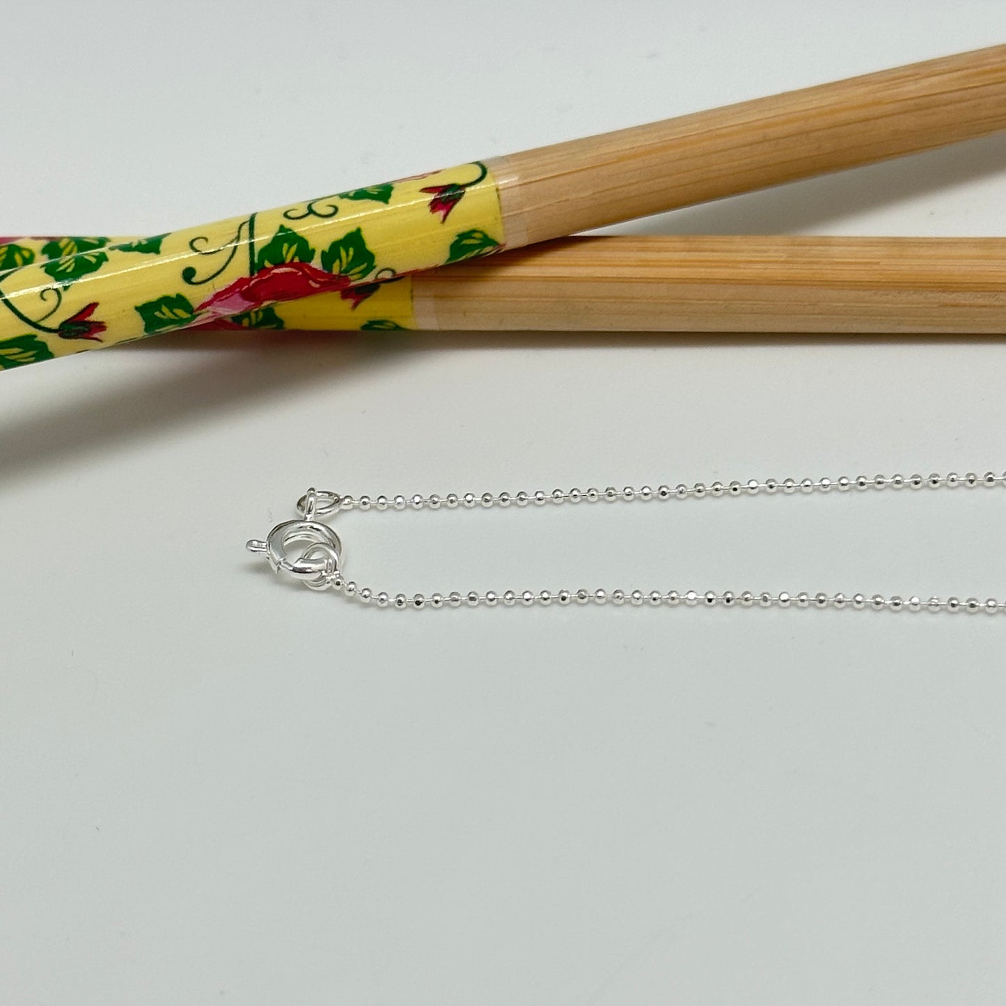 CP132 Cadena Militar Bolita Diamantada diá.1 mm Largo 40 cm Cadena Terminada Baño Plata
